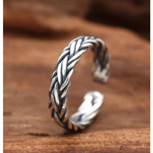 925 Sterling Silver rope women mens rings ring Jewelry Open size A3473