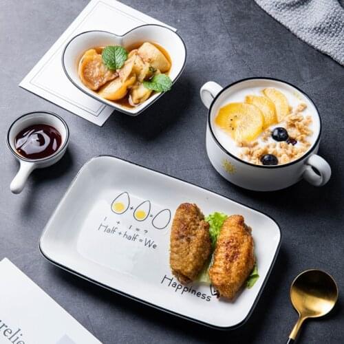 Creative Ceramic Cartoon Sunshine Balloon Pattern Plate Set Cute Desserts Dinner Plate With Spoon Cookware Porcelain Tableware