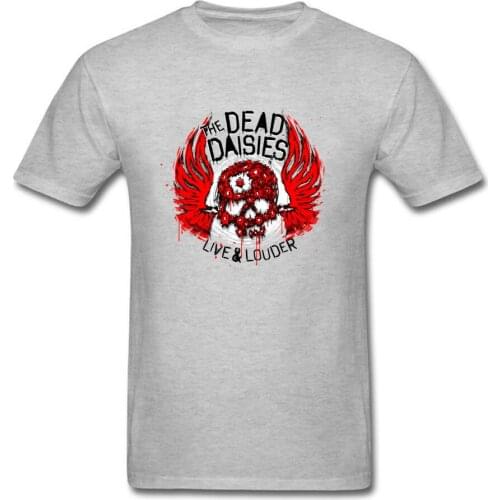 Live & Louder 2018 Punk Style Men T-shirt The Dead Daisies Skull Grey T Shirt Vintage Art Drawing Red Wings Print Tee