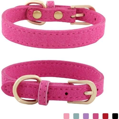 Soft Pet Dog Cat Collar Adjustable Suede Fabric Simple Style Fashion Dog Basics Collars Walking Running Puppy Kitten Necklace