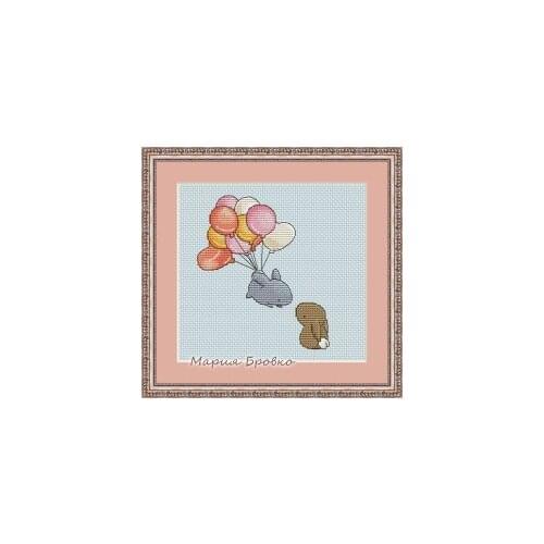 Love in the sky cross stitch kit people design cotton thread 14ct linen flaxen canvas embroidery