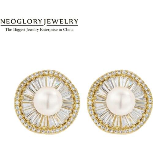 Neoglory Jewelry Sparkles Stud Earrings For Women Elegant White Zirconia Ear Accessories 2020 New Hot Brand Gift Dropshipping