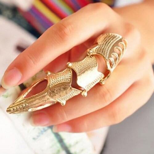 2019 New Fashion Retro Resizable Metal Finger Ring Exaggerated Goth Punk Style Long Joint Nail Tail Ring Unisex Jewelry Gifts