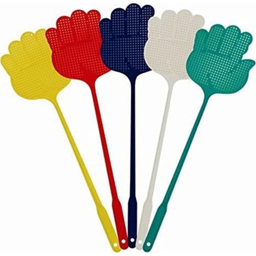 New Portable 5pcs Home Kitchen Accessory Hand Palm Shaped Plastic Flyswatter Random Color