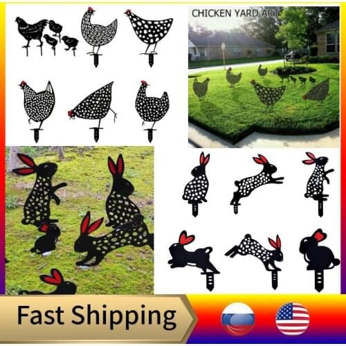 Easter Gardening Ornaments Chicken Yard Art Outdoor Garden Backyard Lawn Stakes Acrylic Hen Yard Decoration New Gift organizador