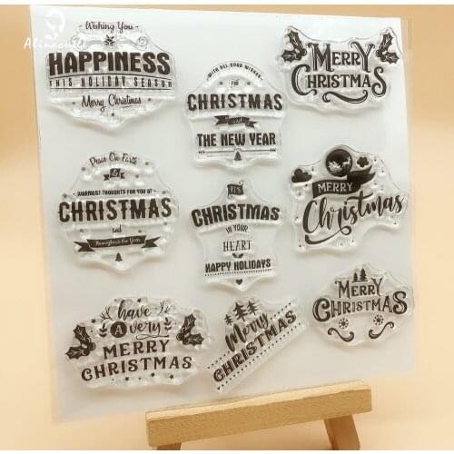 CLEAR STAMPS Christmas Sentiment Tag Scrapbooking Handmade Card Album Paper Craft Rubber Transparent Silicon AlinaCraft