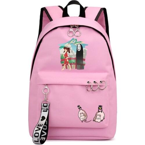 Spirited Away Fashion Casual Packsack Schoolbag Zipper Rucksack Boys Girls Backpack Shoulders Laptop Bag Teenger Student Bookbag
