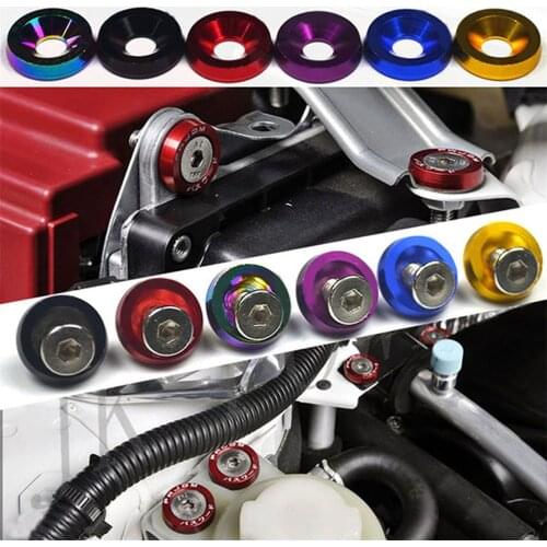 10PCS M6 JDM Car Modified Hex Fasteners Fender Washer Bumper Engine Concave Screws Steel Bolts Wholesale Quick delivery