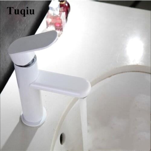 Bathroom Basin Faucets Sink Mixer Tap Brass White Wash Basin Deck Mounted Single Handle Hot and Cold Faucet Torneira