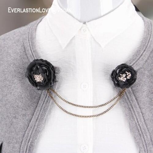 Vintage sweater cardigan rose flower brooches fashion fabric pin for women clothing decoration garment hooks Chain accessoires