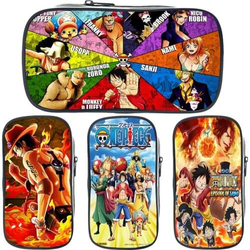 High Capacity ONE PIECE Pencil Bag Cartoon Luffy Printing Pencil Cases Anime Pencil Holder Kids Stationery Pouch Cute School Box
