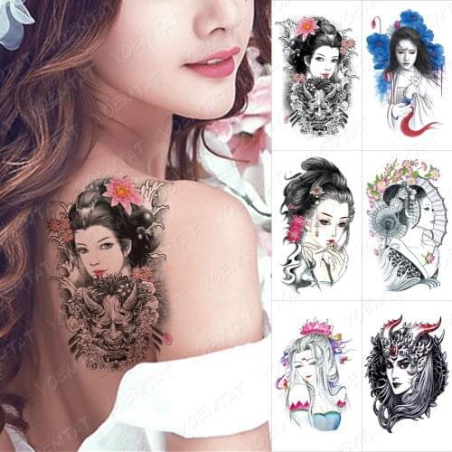 Waterproof Temporary Tattoo Sticker Knife Skull Moth Flash Tattoos Mermaid Dreamcatcher Wolf Body Art Arm Fake Tatoo Women Men