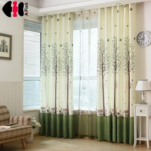 For home interior Drapes Cloth Sheer Tulle Curtains Window green curtain fabric kids Blackout curtains for bedroom WP193B