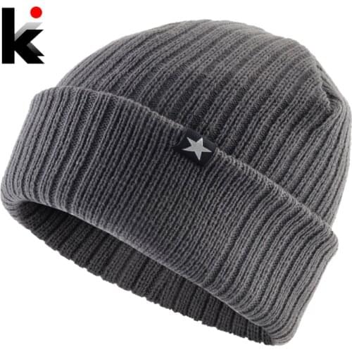 Winter Hats For Men Knitted Wool Solid Color Beanie Hat Mens Warm Skullies Cap Knitting Doulbe Layer Thick Outdoor Ski Bonnet