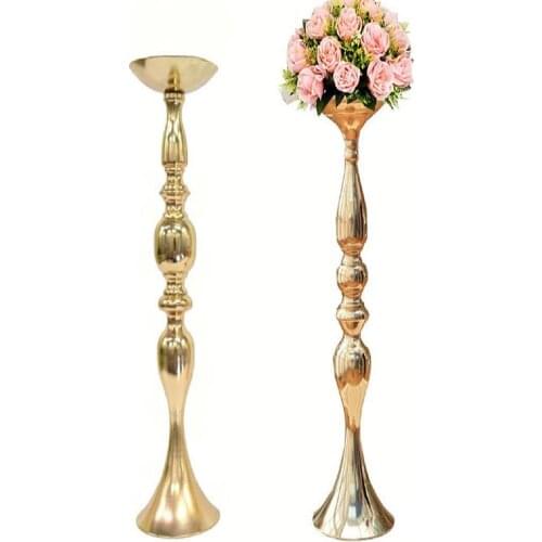Gold Candle Holders Stand Table Flowers Vase Candlestick 73cm/30'' Road Lead Candelabra Center Pieces Wedding Decoration