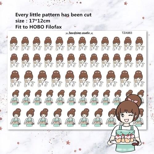 1pc Lisa Milk Tea Dessert cartoon character sticker Decorative Stationery Sticker DIY Stickers School office supplies