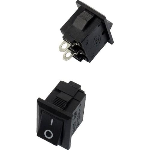 10 Pcs SPST Mini Black 2 Pin Rocker Switch AC 125V 10A 250V 6A