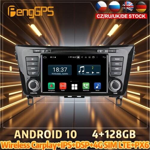 128G Android10 PX6 DSP For NISSAN QashQai 2014 Car DVD GPS Navigation Auto Radio Stereo Video Multifunction CarPlay HeadUnit