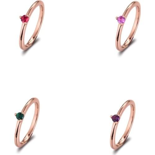 2021 New Year Jewelry Square Sparkling Rose Golden Clear CZ Engagement Party Women Pave Stone Crystal Fashion Girl Ring