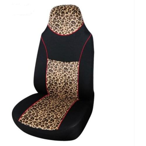 2pcs Leopard Print Integrated High Back Bucket Front Seat Cover Universal Fit Most Car Interior Accessories For Honda VW Golf
