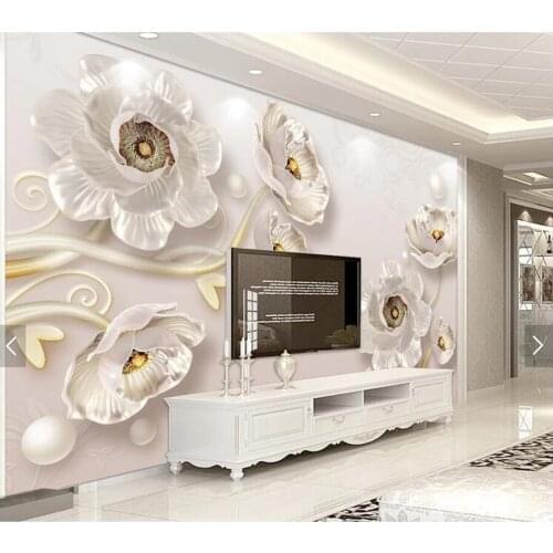 Custom 3d mural wallpaper european,peony flowers,jewellery fresco for living room bedroom sofa tv background home decor paper