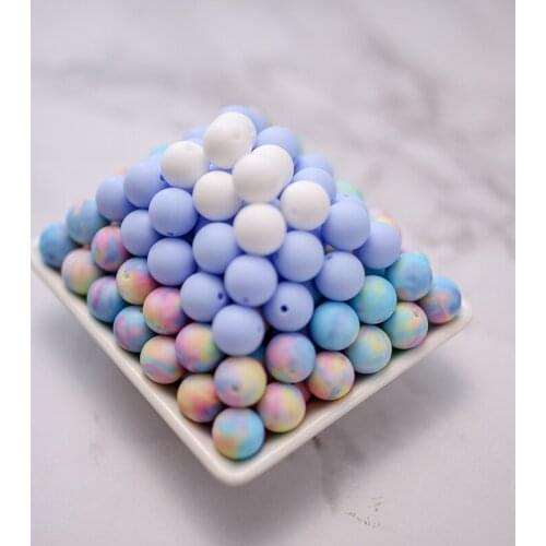 50 Pcs 15MM Silicone Beads Mixed Color Baby Teether DIY Bracelet Pacifier Chain BPA Free Baby Teething Necklace Accessories Toy