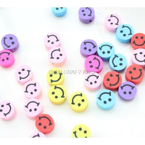 500pcs mix color smiley face beads - jewellery making supply high quality cute beads polymer clay smile spacer beads