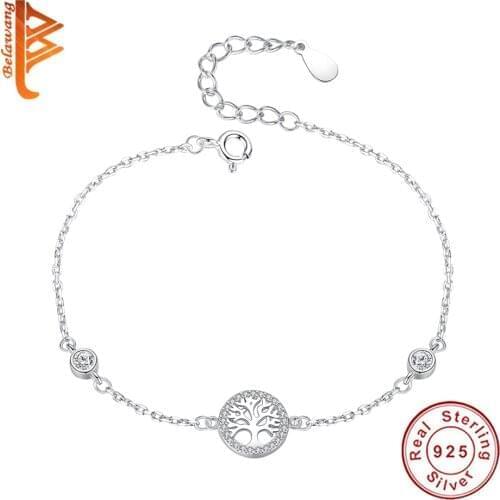 Wholesale Real 925 Sterling Silver Life Of Tree Bracelet With Crystal Family Tree Bracelet For Women Trendy Jewelry Wedding Gift