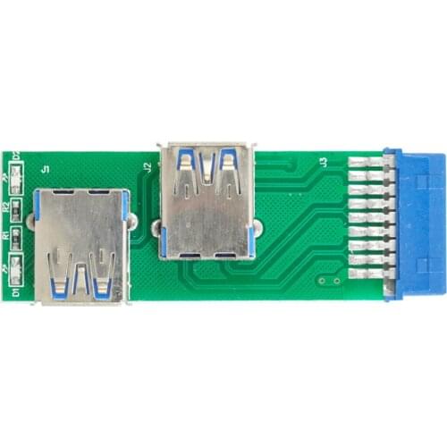 Chenyang Dual Side USB 3.0 A Type Female to Motherboard 20Pin 19 Pin Box Header Slot Adapter PCBA with LED