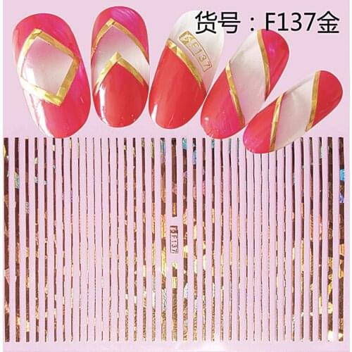 Black and White Line Nail Sticker Gold and Silver Chain Stripe Nail Art Art Deco Geometric Graphic Bow Nail Slider F137
