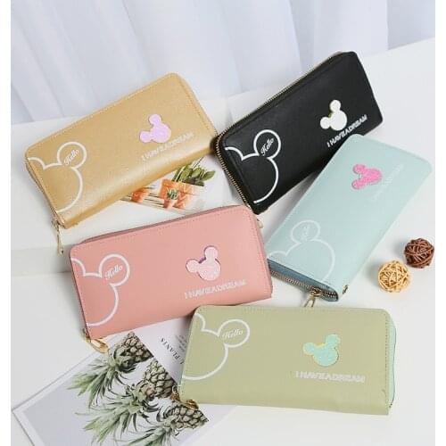 Disney Mickey mouse cartoon wallet long pu card bag clutch card holder girl boy coin bag