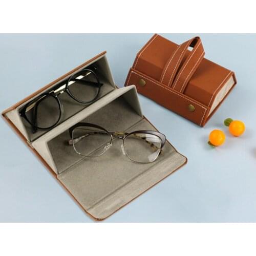 2 Slot Glasses Storage Box Display Organizer Eyewear Multifunctional Jewelry Handmade PU Leather Sunglasses Holder Case Bag new