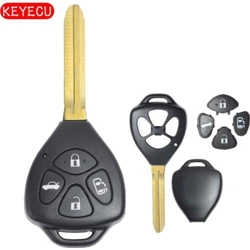 Keyecu 10pcs/lot Remote Key Shell Case 4 Button Fob + Uncut Blank Blade TOY43 for Toyota Avensis Camry Echo Yaris Prado