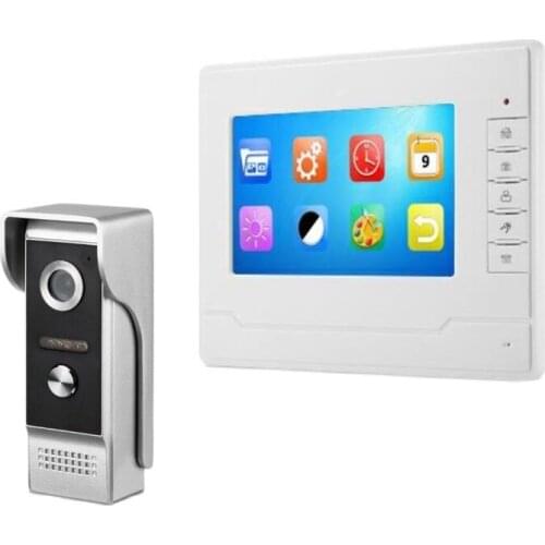 KINJOIN 7'' TFT LCD Wired Video Door Phone Visual Video Intercom Speakerphone Intercom System With Waterproof Outdoor IR Camera