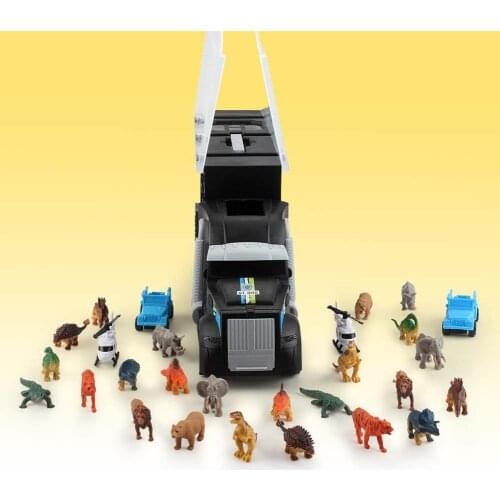 Mini Dinosaur Animal Dolls Tractor Transport Truck Container Model Kids Toy Gift