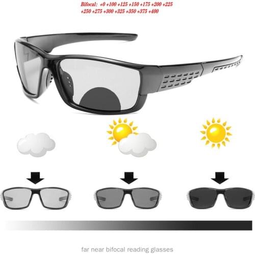 Fashion Bifocal Reading Glasses Mens Progressive Multifocal Outdoor Photochromic Presbyopic Glasses Men Women with Diopters NX