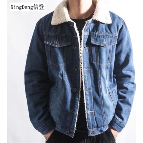 XingDeng 2020 Men Winter Fashion Cowboy Jacket Trendy Warm Fleece Denim Jacket top Coat Mens Jean Jackets Outwear Male Plus 2XL