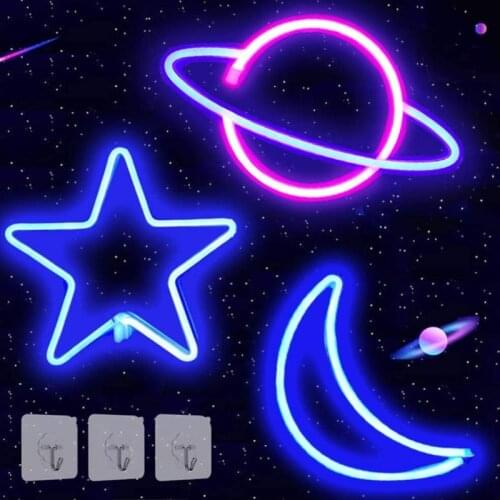 Moon Planet Neon Signs Neon Lights for Wall Decor USB or Battery Operated LED Light Signs for Bedroom,Living Room