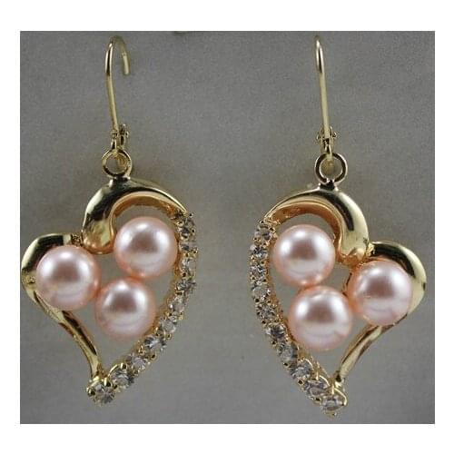 Latest Round Shell Pearl With Heart-shape Stud Earring ER00053 8mm