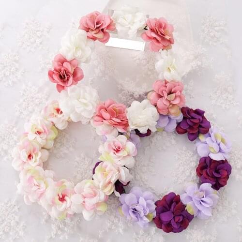 New Arrival Colorful Flowers Wedding Hair Accessories For Women Rose Flowers Headbands Handmade Hairbands Wreath Garland Jewelry