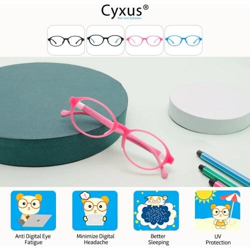 Cyxus Anti Blue Light Glasses for Kids Computer Glasses TR90 Frame BPA-Free Silicone Nose Pad For Boys Girls Ages 3~12 6008