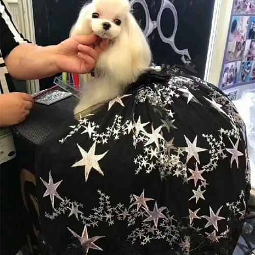 Handmade Dog Clothes Pet Dress Luxury Trailing Gown Classic Black Silver Stars Tulle Skirt 2 Colors Option Poodle Maltese Yorkie