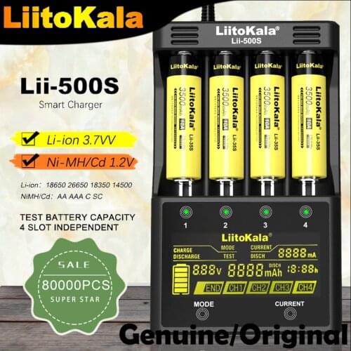 Genuine/Original LiitoKala Lii-500S Lii-S6 Lii-PD4 Lii-500 18650 battery charger For 26650 21700 AA AAA batteries LCD display