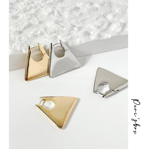 PerisBox New Design Trendy Geometric Gold Silver Hoop Earring For Women Minimalist Irregular Triangle Huggie Hoops Earrings
