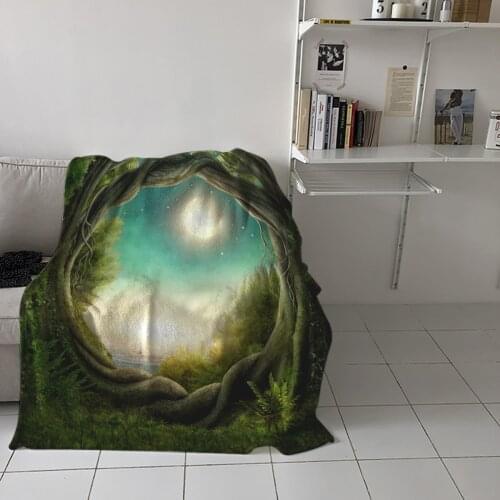 Jungle Trees Moon Dreamy Sofa Throw Blanket Children Warm Bedding Bedspread Family Travel Airplane Soft Flannel Blanket