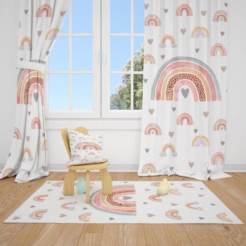 Boho Rainbow Baby Girl Room Curtain Nursery Curtains Window Curtains
