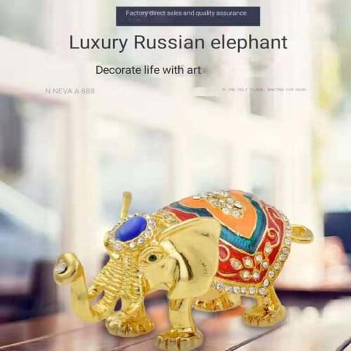 YILUNXI Luxury jewelry elephant decoration metal crafts jewelry box enamel painted elephant bedroom living room decoration
