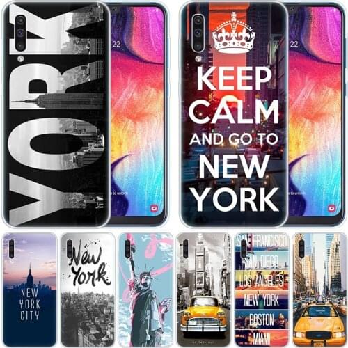 Luxury Silicone Case New York Taxi city for Samsung Galaxy A50 A70 A80 A40 A30 A20 A10 A20E A2 CORE A9 A8 A7 A6 Plus 2018 Cover