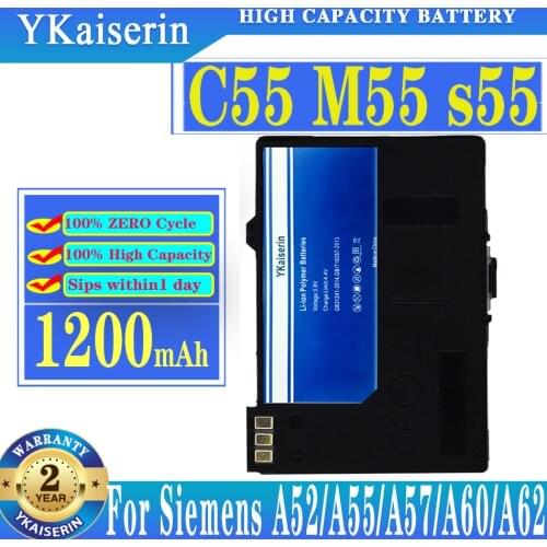 YKaiserin C55 M55 S55 1200mAh for Siemens A52/A55/A57/A60/A62/A65/A70/C55/GIGASET SL1/SL56/SL100/SL565/M5 Replacement Battery