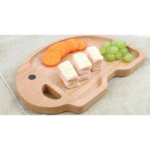 Solid wood latticed plate Japanese childrens tableware household dessert plate